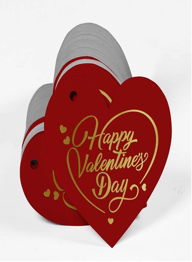 Inkdotpot Pack of 50 Happy Valentine's Day Valentine Favor Paper Tags Craft Gold Foil Hang Tags - Image 3